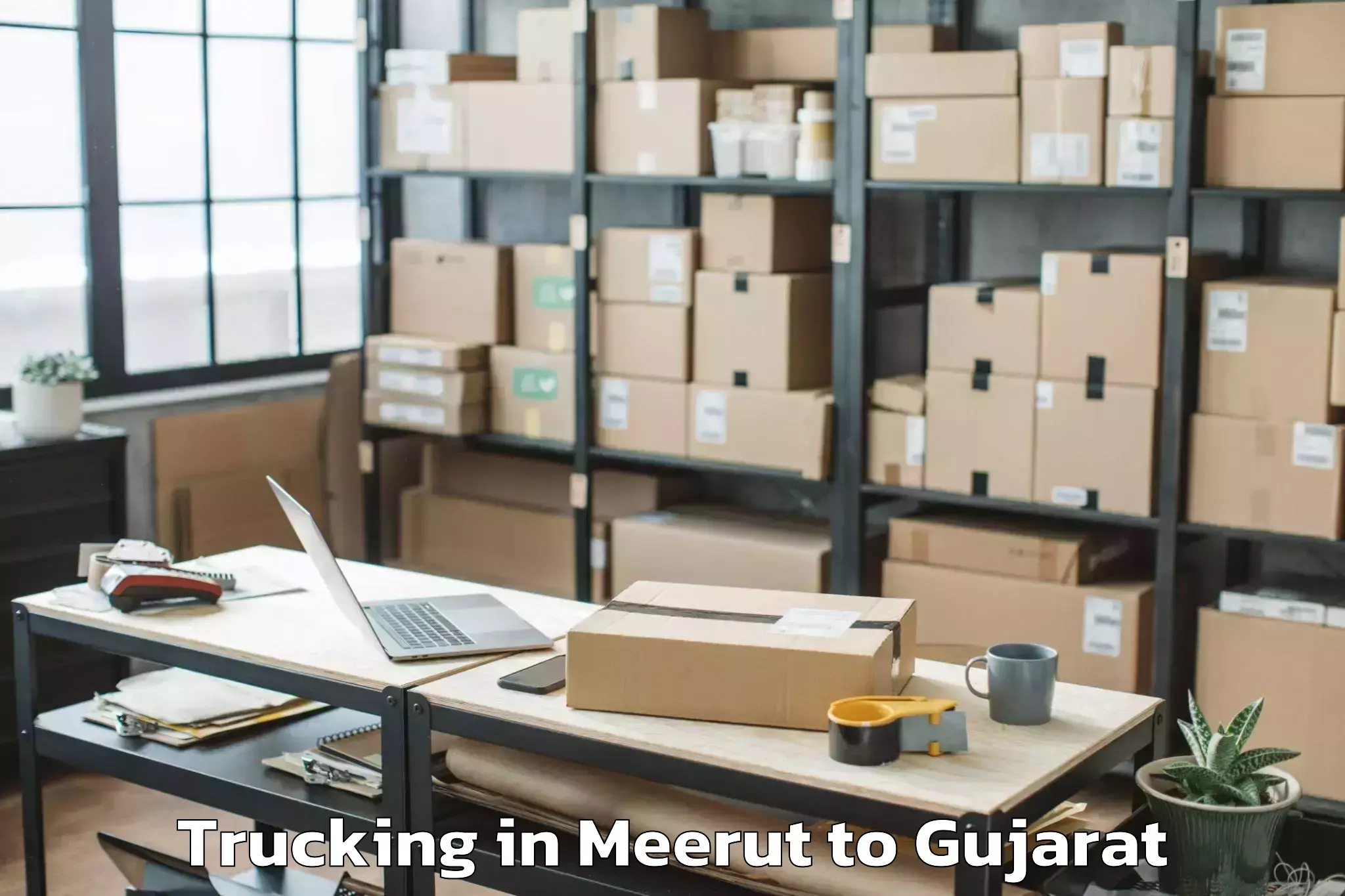 Book Meerut to Santrampur Trucking Online